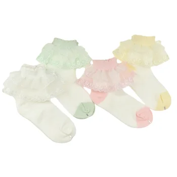 10 Пар /лот, весенне-осенние кружевные детские носки для девочек, расцветка сахарной ваты, мягкие детские гетры средней длины