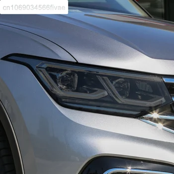 2 предмета, Защитная пленка для автомобильных фар, передний свет, Прозрачная дымчато-черная наклейка из ТПУ для Volkswagen VW Tiguan Facelift 2020 2021
