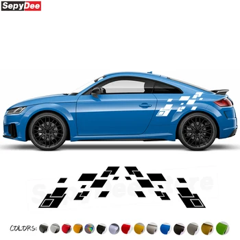 2 ШТ Решетчатая Графическая Наклейка На Дверь Заднего Крыла Гоночного Спортивного Автомобиля Для Audi S3 S4 S5 S6 Q3 Q5 Q7 Q8 TT A3 A4 A5 A6 A7 RS Аксессуары