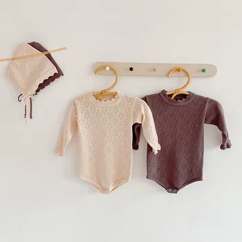 2023 Весенне-осенний детский боди с длинным рукавом, трикотажный комбинезон с квадратным вырезом, одежда для новорожденных девочек, цельный комплект для малышей