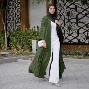 2023 Мусульманская Мода Женское Кимоно Абая Сплошной Полосатый Ретро Этнический Кардиган Халат Дубай Ближний Восток Саудовская Аравия Праздничная Одежда