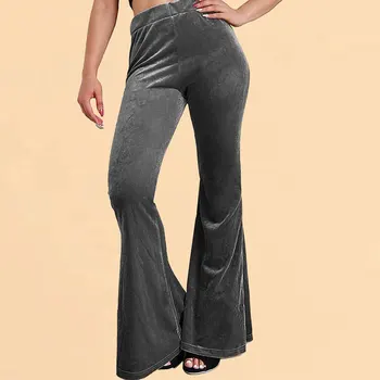 2023 новые бархатные эластичные однотонные брюки-клеш с высокой талией, повседневные брюки для женщин