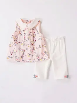 2023 Новые комплекты детской одежды на лето для девочек, комплект из 2 предметов, футболка и брюки