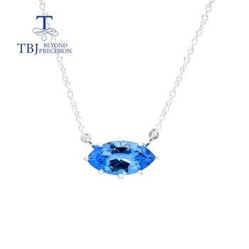 2023, ожерелье с натуральным швейцарским голубым топазом, дизайн маркизы, великолепные ювелирные изделия, юбилейная вечеринка из стерлингового серебра 925 пробы