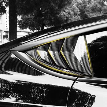 2шт Задних треугольных жалюзи, Оконная крышка, наклейка на панель, Аксессуары для автомобиля Tesla Model 3 Model Y, углеродное волокно/черный