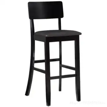 31-дюймовый барный стул, современная деревянная отделка черного цвета.