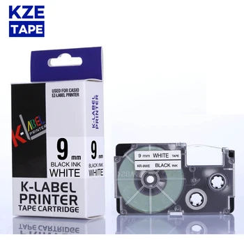 9 мм/12 мм Лента для этикеток Casio Черного цвета на белом XR9WE 12WE для пишущей машинки KL-60 KL-60SR KL120 EZ Label Maker