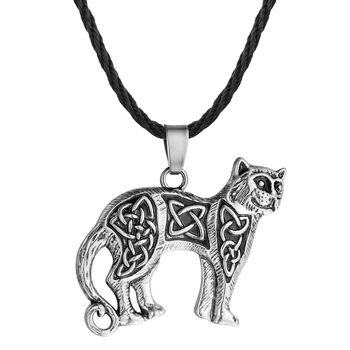CHENGXUN Винтажное ожерелье с подвеской в виде кошки с кельтским узлом для мужчин и женщин, оригинальное животное, Амулет Викинга, Цепочка для вечеринки, Языческие украшения