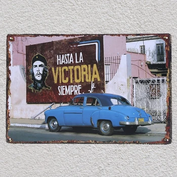Hasta La Glory Kuba Che Guevara Pemberontak Antik Pelat Timah Mobil Tanda Dinding Manusia Dekorasi Gua Poster Seni Logam Antik