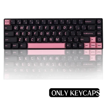 Momoka Love Letter, Черно-Розовые колпачки для ключей, прозрачный вишневый профиль, PBT, Японский, Корейский, Русский, индивидуальный дизайн клавиатуры