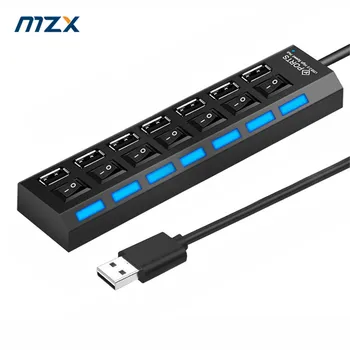 MZX 7 Портов USB 2.0 Концентратор-Концентратор Мультиразветвитель Адаптер-Расширитель Концентраторы 3.0 A 3 0 2 Удлинитель С Переключающим Кабелем ПК