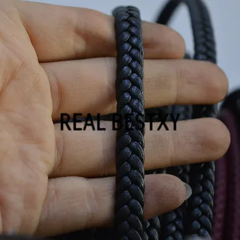 REAL BESTXY 5 м/лот, 8x3 мм, черные кожаные шнуры из сверхволокна для изготовления браслетов, плетеный кожаный шнур, плоские кожаные шнуры