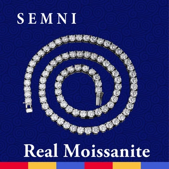 SEMNI Luxury 0,5-каратное Теннисное ожерелье из муассанита, Сертифицированное GRA, для женщин и мужчин, Серебро 925 пробы с позолотой, Блестящий Подарок