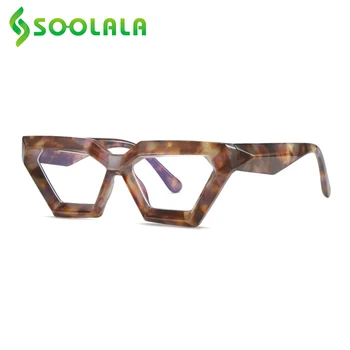 SOOLALA Синие светозащитные очки для чтения с полной оправой, увеличивающие дальнозоркость, Женские очки с диоптриями плюс очки для глаз