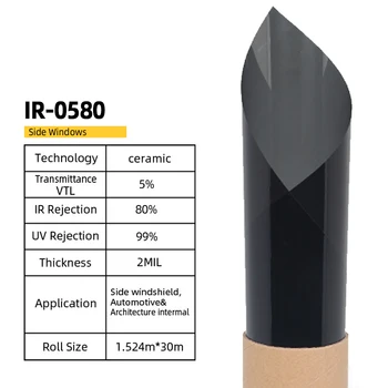 VLT5% IRR80% высокая теплоизоляция нанокерамической пленкой автомобильных стекол солнечной пленкой лобового стекла
