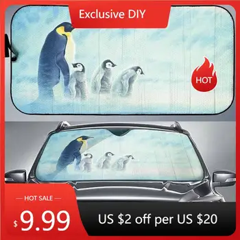 Автомобильный солнцезащитный козырек с принтом пингвина, автоматический солнцезащитный козырек - уникальный подарок для любителей пингвинов.