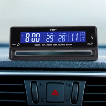 Автомобильный цифровой вольтметр для помещений и улицы, термометр, будильник со светодиодной подсветкой, датчик температуры, тестер для путешествий, кемпинга