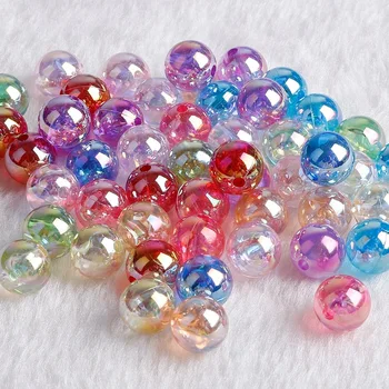 Акриловые бусины цвета радуги AB 6-8 10 мм, круглые бусины из прозрачного пластика, свободные распорные бусины для изготовления ювелирных изделий, браслет-ожерелье своими руками