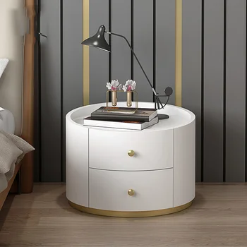 Бесплатная установка Роскошная прикроватная тумбочка для спальни Современная круглая тумбочка с выдвижными ящиками Изголовья Nordic Cabinet Мебель для дома 40 см
