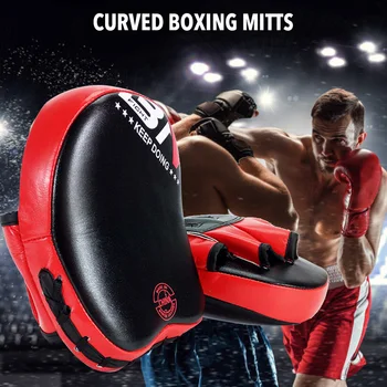 Боксерские перчатки для кикбоксинга, боксерские рукавицы Pad Punch Target, утолщенные изогнутые кожаные тренировочные накладки для рук для кик-спарринга по муай-тай