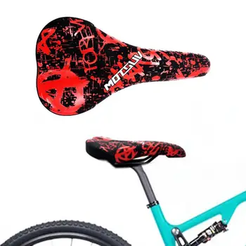 Велосипедное седло с рисунком граффити из искусственной кожи, Дышащее амортизирующее велосипедное сиденье для MTB