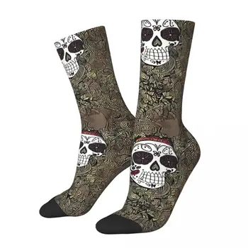 Винтажные мужские носки с черепами Day Of The Dead Mexico Skull Унисекс, новинка, бесшовные носки с принтом Crazy Crew, подарок
