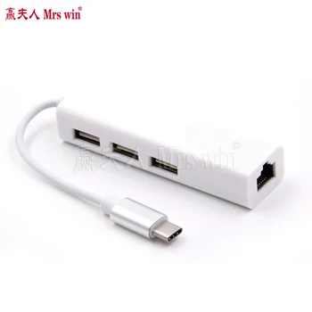 Высококачественный адаптер USB3.1 Type-C USB-C к RJ45 Ethernet LAN с USB-концентратором для ноутбука