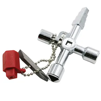 Гаечный ключ с горячим ключом Из цинкового сплава, крестообразный ключ, четыре в одном с насадкой, универсальный инструмент, инструмент для слесарных работ в лифте.