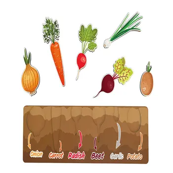 Деревянная головоломка с овощами, игрушка Монтессори, Редис, Познавательная форма корня, Сортировка по размеру, настольная игра, развивающие игрушки для детей