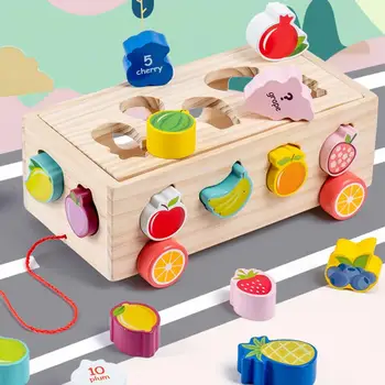 Детская Деревянная игрушка-сортировщик геометрических фигур, подходящие блоки, коробка пазлов, детские развивающие игрушки по методу Монтессори для детей