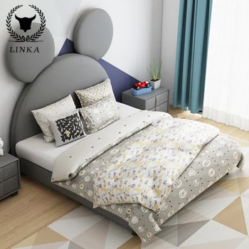 Детская кровать с мультяшной мышью, понравившаяся девочкам, 1,2 м, 1,5 м, 1,8 м, простая кровать для спальни для детей, компактная мебель для дома