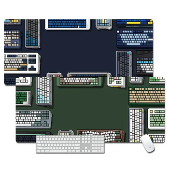 Дизайн клавиатуры Keebpixel, коврик для мыши большого размера для игрового офиса, нескользящий, водонепроницаемый, зеленый, синий, черный, большой настольный коврик со швом
