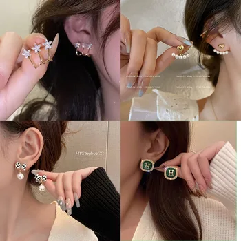 Женская корейская версия перламутровых Простых инкрустированных Темпераментных Новых модных универсальных серег для украшения ушей
