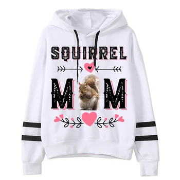 Женские толстовки Cute Squirrel Mother, Новая повседневная модная пушистая толстовка, Винтажная толстовка Ulzzang Оверсайз, милая мультяшная одежда