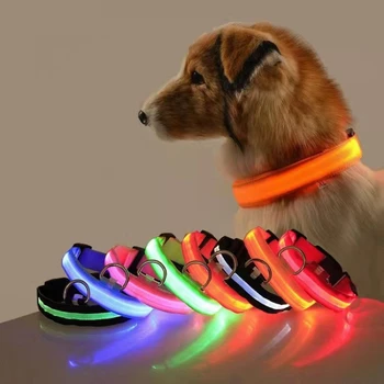 Заряжаемый через USB светодиодный ошейник для собак, защищающий от потери, ошейник для собак, щенки, ночной светящийся ошейник для домашних животных, принадлежности, аксессуары для зоотоваров