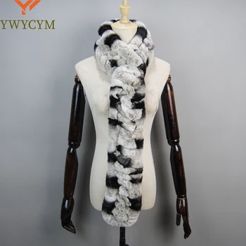 Зимний женский вязаный шарф из натурального меха кролика Рекс, натуральный мягкий длинный шарф из меха кролика Рекс, женские теплые шарфы из 100% натурального меха