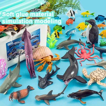 Имитация морских животных игрушки Биологические акулы Дельфины Мягкий клей Подводный мир Модель рыбы, включая осьминога, пингвина, черепаху