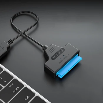 Кабельный адаптер SATA к USB 2.0 Поддерживает 2,5-дюймовый внешний жесткий диск SSD для ноутбука, 22-контактный кабель USB SATA, преобразователь данных