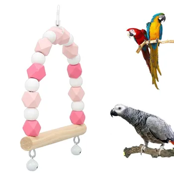  Качели Игрушка Красочные Деревянные Бусины Колокольчики Птицы Подвесная Игрушка для Попугая птица игрушка
