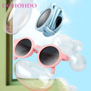 Классические силиконовые Гибкие Складные солнцезащитные очки Новый Детский бренд, Дизайнерские Солнцезащитные очки в круглой оправе для девочек и мальчиков Lentes UV400 Eyewear