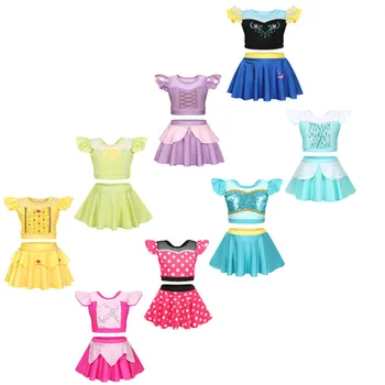 Купальники для девочек
  Детский летний комплект из 2 предметов, детский цельный детский купальник Aurora Jasmine, одежда для плавания Elsa Anna Rapunzel Belle