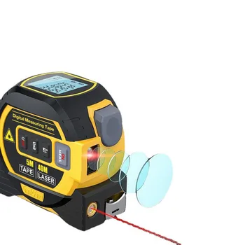 Лазерный дальномер 3 в 1, 5-метровая рулетка, линейка, ЖК-дисплей с подсветкой, измеритель расстояния, строительное измерительное устройство для жилья