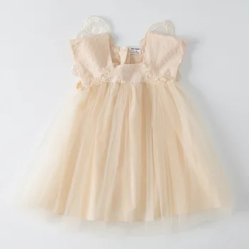 Летнее платье для девочек, кружевное платье принцессы с крыльями бабочки, модное платье для вечеринки по случаю дня рождения, Детская одежда
