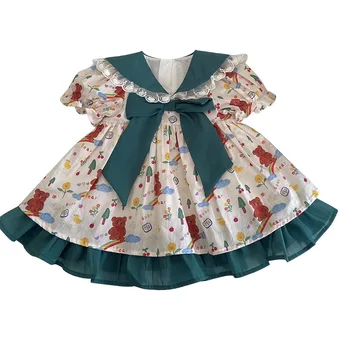 Летняя одежда для девочек 2023 Детские Испанские бальные платья с цветочным принтом, платье для церемонии для маленьких девочек, Детские платья в стиле Лолиты из Турецкого бутика