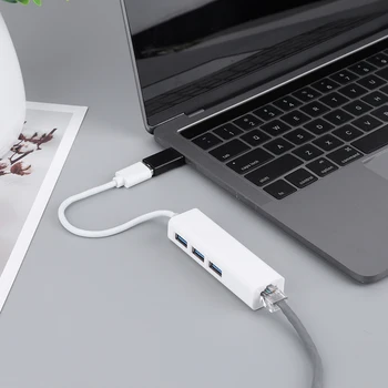 Многофункциональный Разветвитель USB3.0 Plug and Play Высокая Скорость передачи Данных Поддержка Кампусной Сети для Портативного Компьютера iOS Mac Android