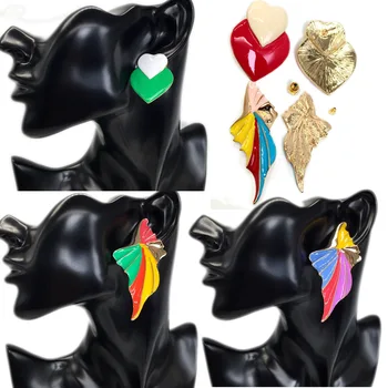 Многоцветные серьги-гвоздики в форме сердца для женщин 2021, Геометрические Эффектные глазурованные серьги, Свадебные аксессуары для панк-вечеринок