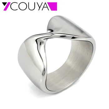 Мода 2021 года, нержавеющая сталь, серебряный цвет, Геометрическое кольцо на палец, ювелирные изделия, Широкий набор колец для женщин