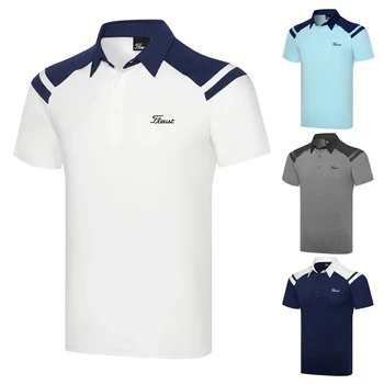Мужская одежда для гольфа, футболка с короткими рукавами, 4-цветная рубашка поло Для занятий спортом на открытом воздухе, впитывающая пот рубашка для гольфа, одежда для гольфа