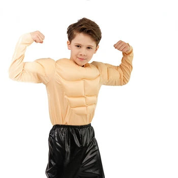Мужская футболка с мышцами для мальчиков, накладная грудная мышца для ролевых игр, накладная мышца живота, забавная одежда для маленьких мальчиков, детская одежда