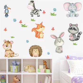 Наклейки с изображением животных в виде зебры, кролика, тигра для детских комнат, детской комнаты для девочек, декора спальни, комнатного декора pegatinas de pared